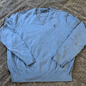 Polo by Ralph Lauren Men's Light Blue V-Neck Sweater